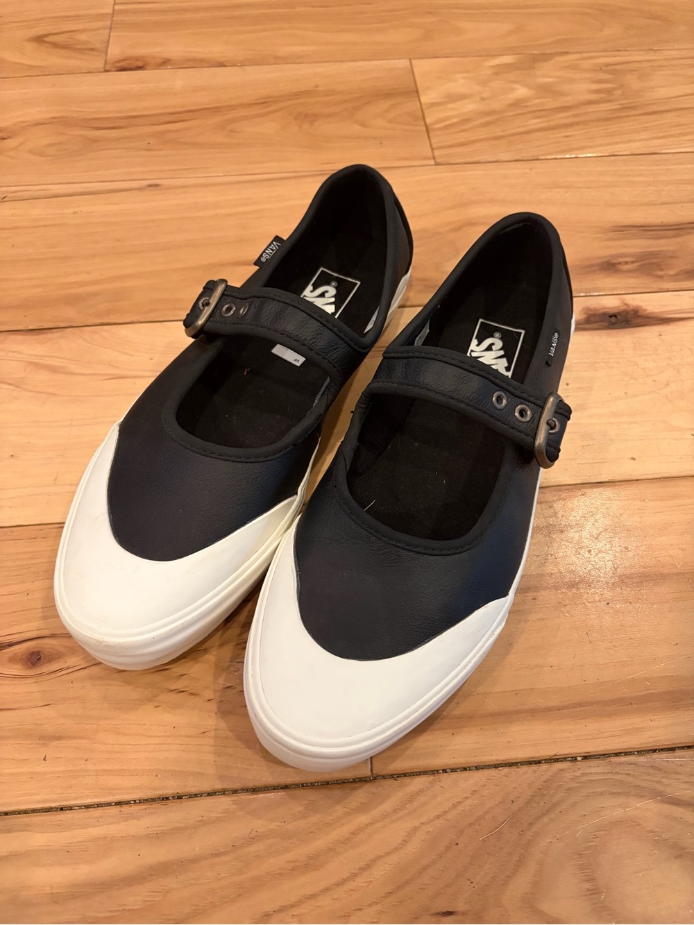 Vans Mary Jane Two-Tone Black and White Slip-On Flats